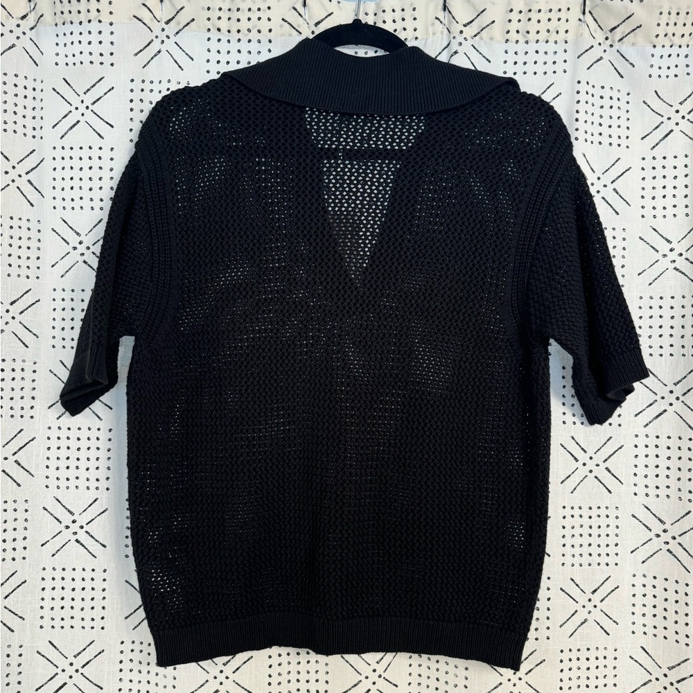 FREE ASSEMBLY Short Sleeve Crochet Polo Shirt - Picture 6 of 8